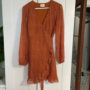 Sugar and Lips burnt orange wrap dress